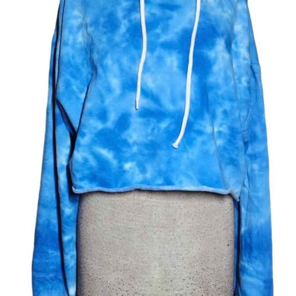 Fashion Nova Blue Tie Dye Cropped Hoodie